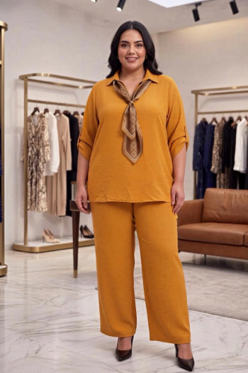 Conjunto Pañuelo Mostaza Valeria Milano - Imagen 1