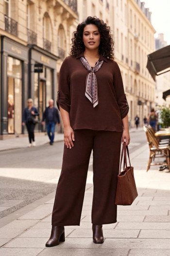 Conjunto Pañuelo Chocolate Valeria Milano - Imagen 1