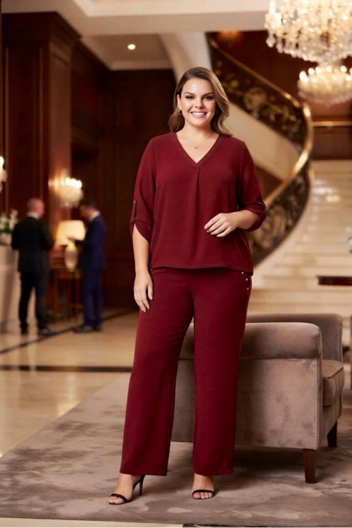 Conjunto Tachas Bordeaux Valeria Milano - Imagen 1