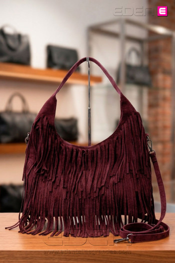 Bolso Flecos Zahara Bordeux Por Atelier Alva - Imagen 1