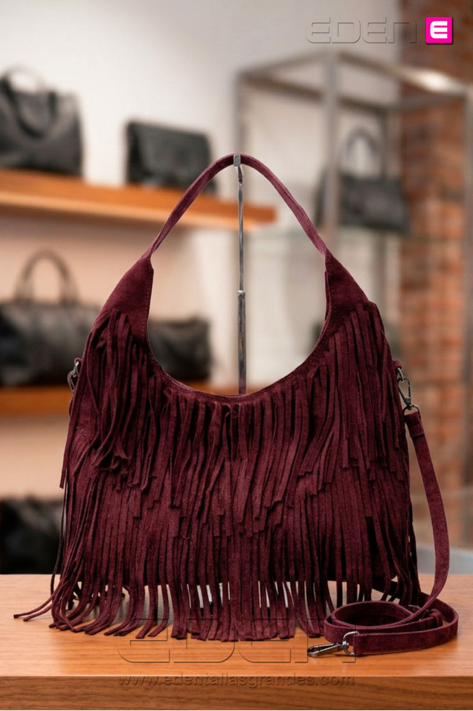 Bolso Flecos Zahara Bordeux Por Atelier Alva - Imagen 1