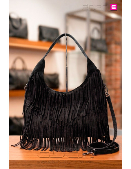 Bolso Flecos Zahara Negro Por Atelier Alva - Imagen 1