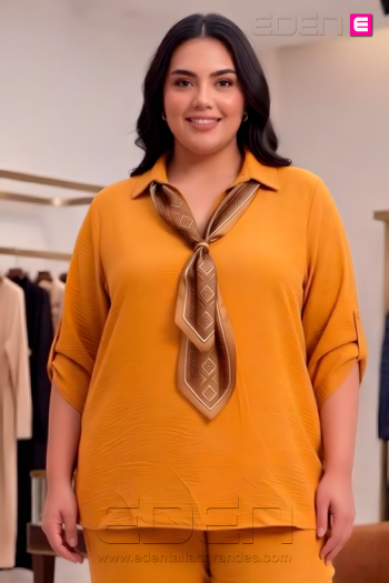 Blusa Pañuelo Mostaza Valeria Milano - Imagen 1