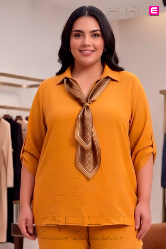 Blusa Pañuelo Mostaza Valeria Milano - Imagen 1