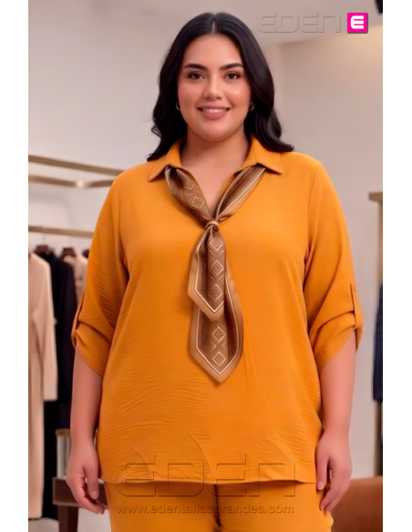 Blusa Pañuelo Mostaza Valeria Milano - Imagen 1
