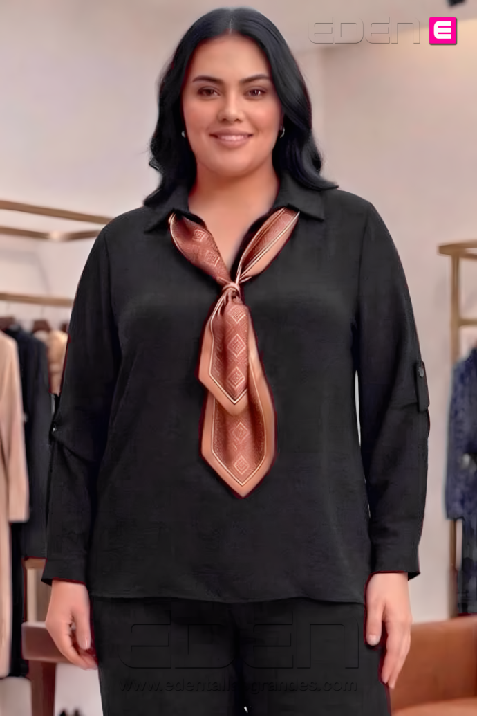 Blusa Pañuelo Negro Valeria Milano - Imagen 1