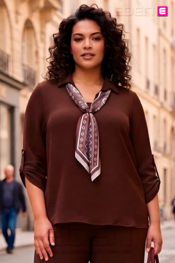 Blusa Pañuelo Chocolate Valeria Milano - Imagen 1