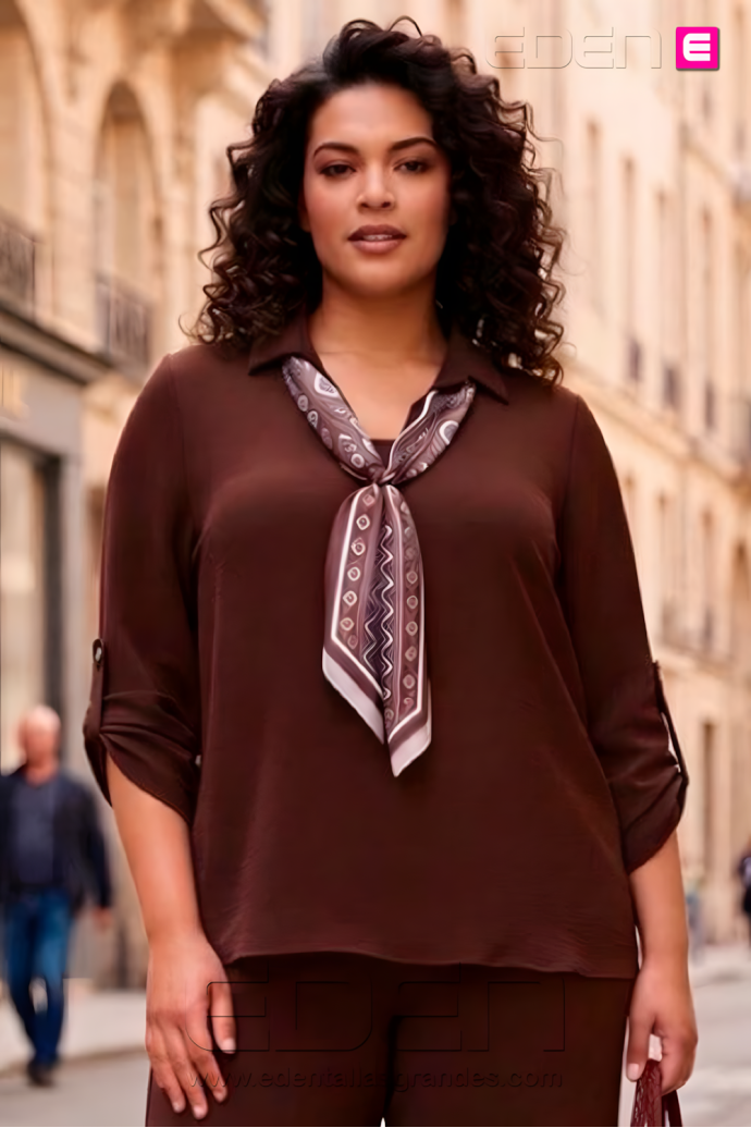 Blusa Pañuelo Chocolate Valeria Milano - Imagen 1