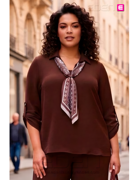 Blusa Pañuelo Chocolate Valeria Milano - Imagen 1