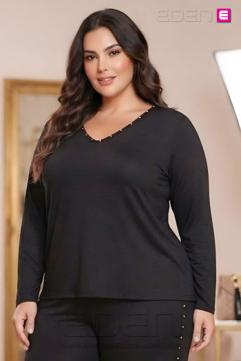 CamisetaTachuelas Negro Valeria Milano - Imagen 1