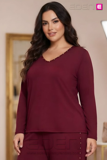 Camiseta Tachuelas Bordeaux Valeria Milano - Imagen 1