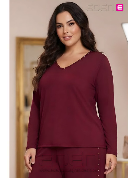 Camiseta Tachuelas Bordeaux Valeria Milano - Imagen 1