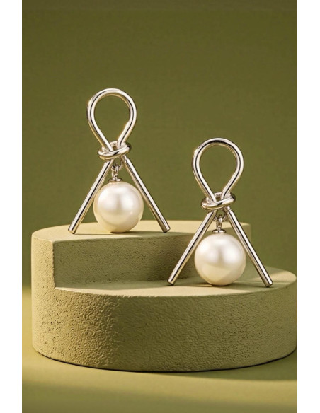 Pendientes Perla Chick Plata - Imagen 1