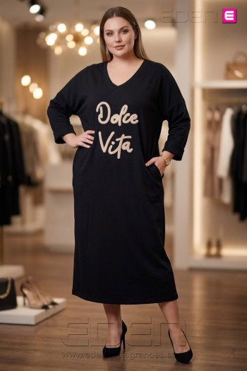 Vestido Dolce Vita Negro Valeria Milano - Imagen 1