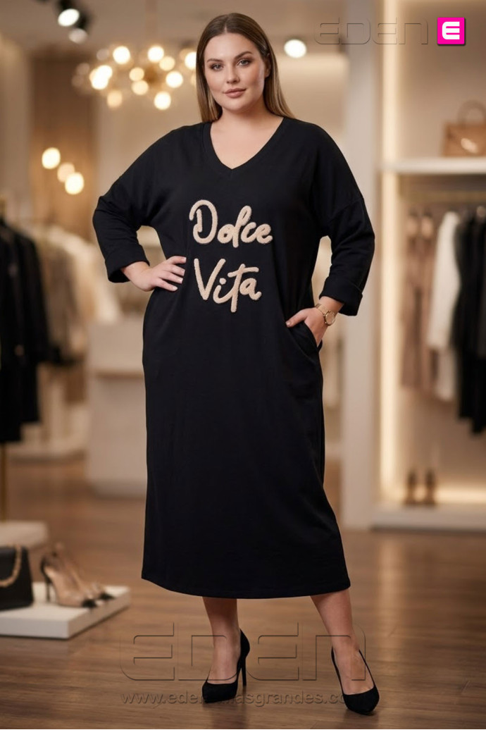 Vestido Dolce Vita Negro Valeria Milano - Imagen 1