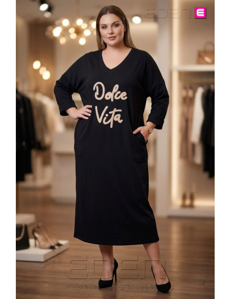 Vestido Dolce Vita Negro Valeria Milano - Imagen 1