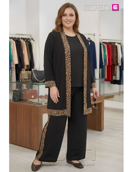 Conjunto 3 Piezas Combinado Leopardo Negro Valeria Milano - Imagen 1
