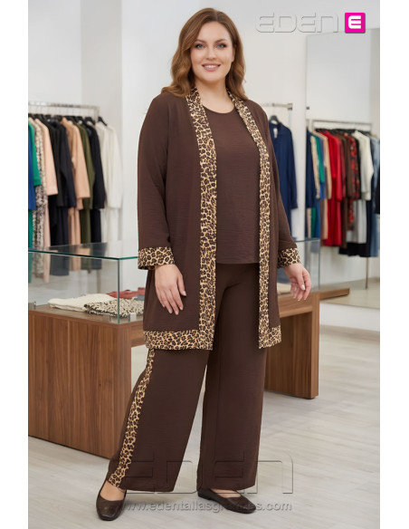 Conjunto 3 Piezas Combinado Leopardo Chocolate Valeria Milano - Imagen 1