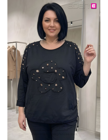 Camiseta Glow Sport Negro Valeria milano - Imagen 1