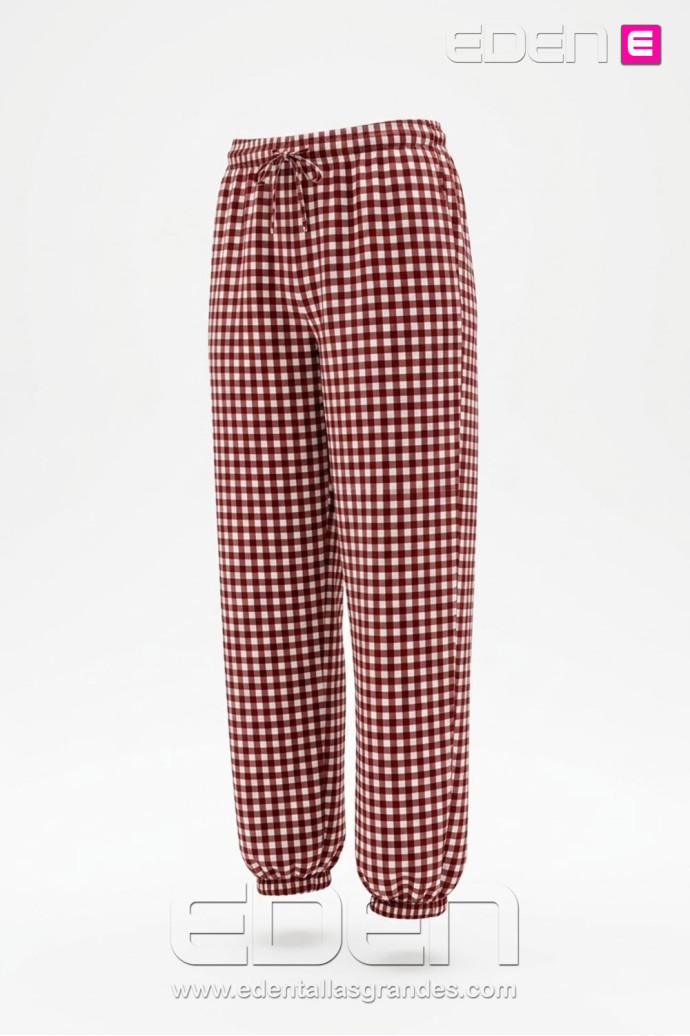 Pantalón Cargo Cuadros Vichy Bordeaux Valeria Milano - Imagen 3