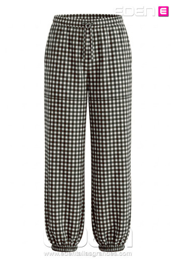 Pantalón Cargo Cuadros Vichy Negro Valeria Milano - Imagen 2