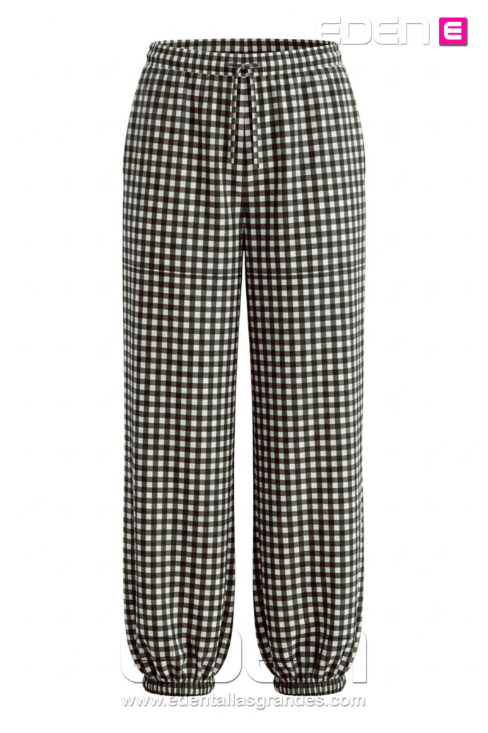 Pantalón Cargo Cuadros Vichy Negro Valeria Milano - Imagen 2