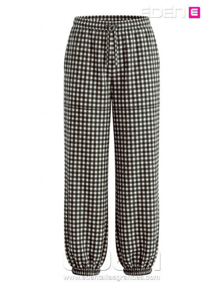 Pantalón Cargo Cuadros Vichy Negro Valeria Milano - Imagen 2