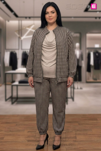 Pantalón Cargo Cuadros Vichy Negro Valeria Milano - Imagen 1