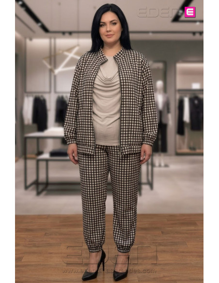 Pantalón Cargo Cuadros Vichy Negro Valeria Milano - Imagen 1