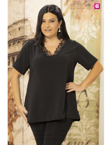 Blusa Lencera Royal Negro Isabel G - Imagen 1