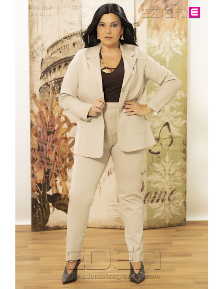 Pantalón Beige Kobe Punto Roma Isabel G - Imagen 1