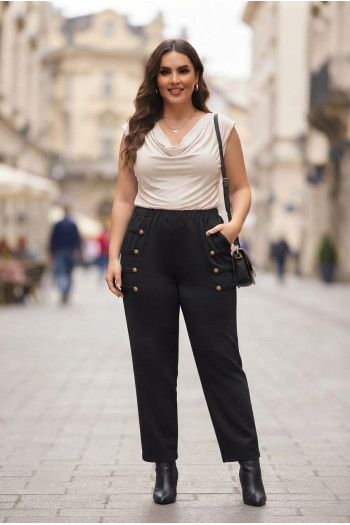 Pantalón Botones Shogun Negro Valeria Milano - Imagen 1
