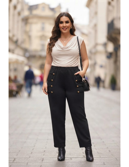 Pantalón Botones Shogun Negro Valeria Milano - Imagen 1