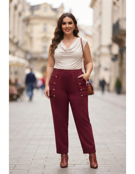 Pantalón Botones Shogun Bordeux Valeria Milano - Imagen 1