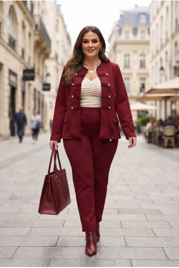 Pantalón Botones Shogun Bordeux Valeria Milano - Imagen 2