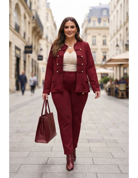 Pantalón Botones Shogun Bordeux Valeria Milano - Imagen 2