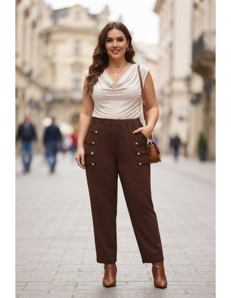 Pantalón Botones Shogun Marrón Valeria Milano - Imagen 1