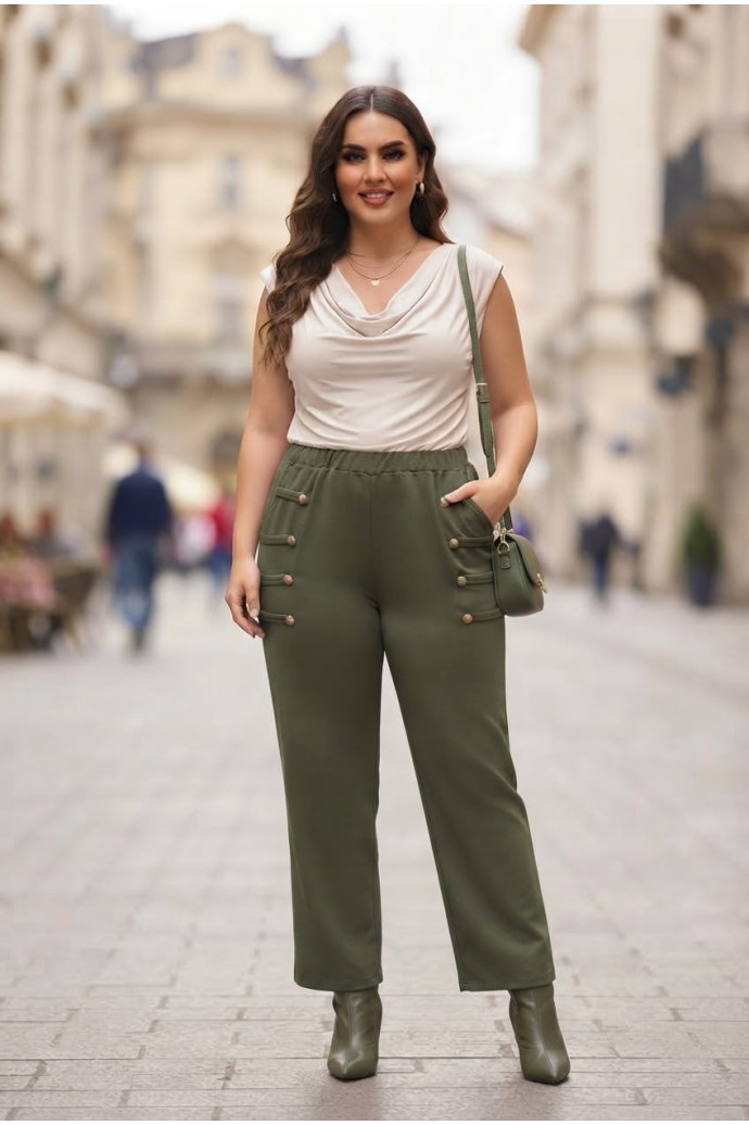 Pantalón Botones Shogun Verde Valeria Milano - Imagen 1