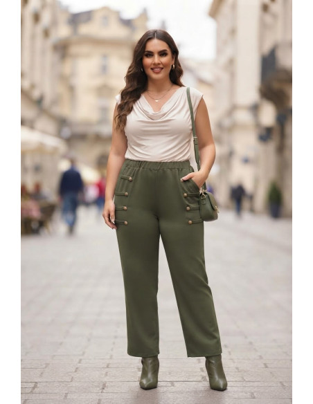 Pantalón Botones Shogun Verde Valeria Milano - Imagen 1