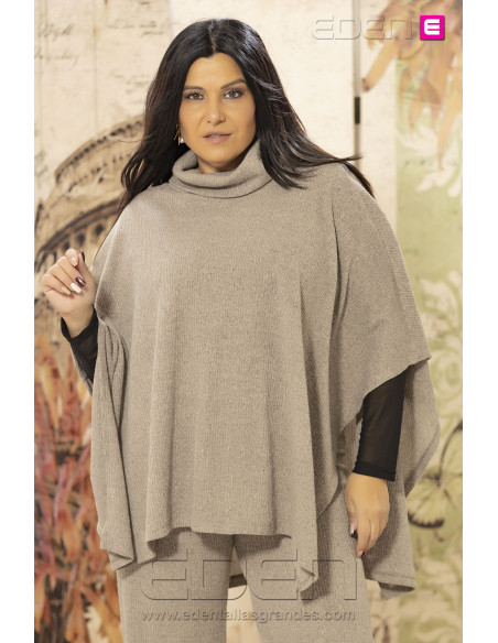 Poncho Mango Beige Con Alma - Imagen 1