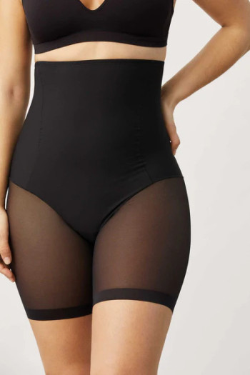 Faja alta Pantalón abdominal reductora tejido de tul negro Isabel Mora - Imagen 1