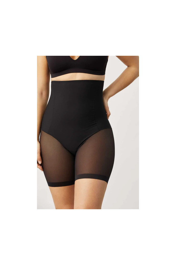 Faja alta Pantalón abdominal reductora tejido de tul negro Isabel Mora - Imagen 1