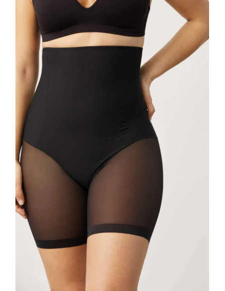 Faja alta Pantalón abdominal reductora tejido de tul negro Isabel Mora - Imagen 1
