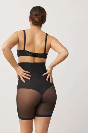 Faja alta Pantalón abdominal reductora tejido de tul negro Isabel Mora - Imagen 2
