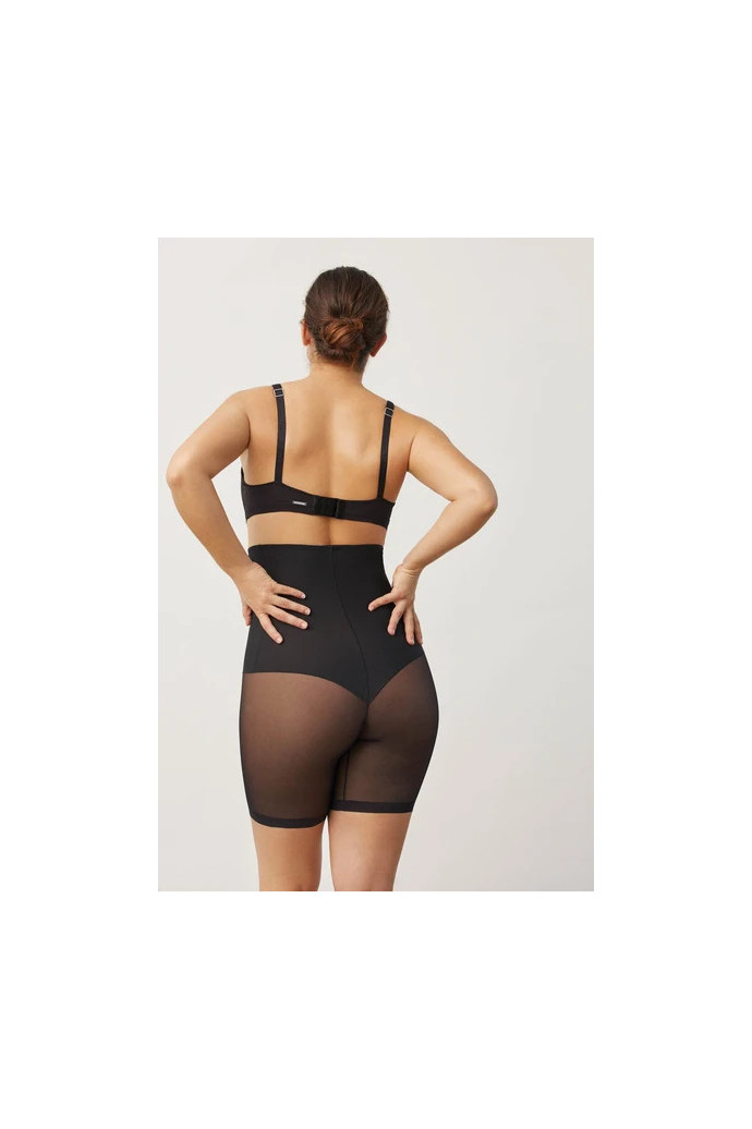 Faja alta Pantalón abdominal reductora tejido de tul negro Isabel Mora - Imagen 2