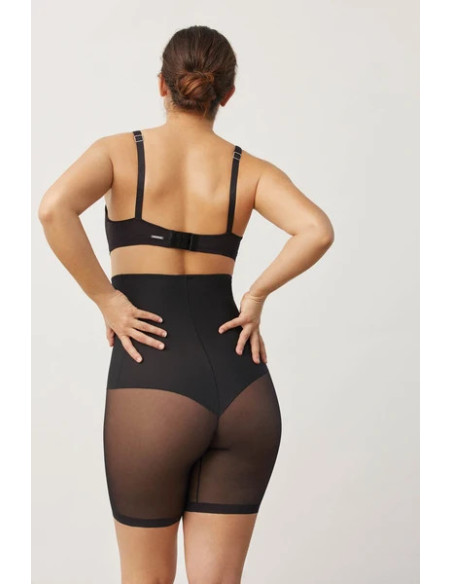 Faja alta Pantalón abdominal reductora tejido de tul negro Isabel Mora - Imagen 2