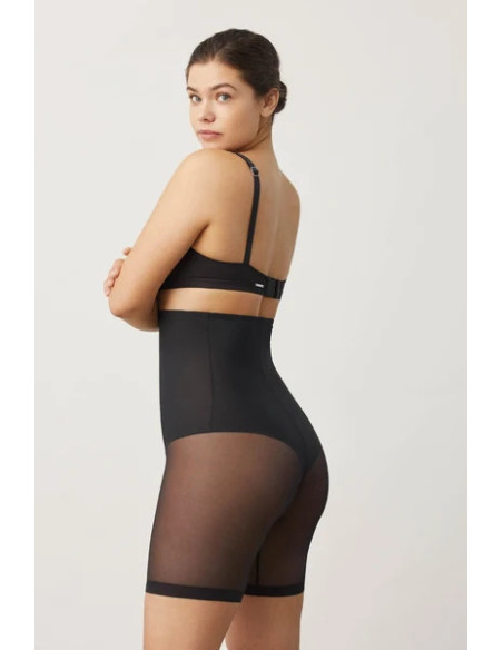 Faja alta Pantalón abdominal reductora tejido de tul negro Isabel Mora - Imagen 3