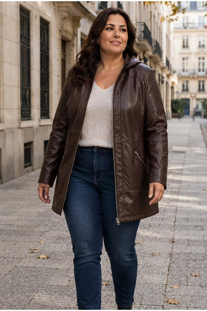 Chaqueta Metropolitan Polipiel Chocolate Velika - Imagen 1