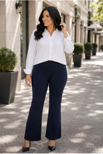 Pantalón Campana Crep Elástico Marino Velika - Imagen 1