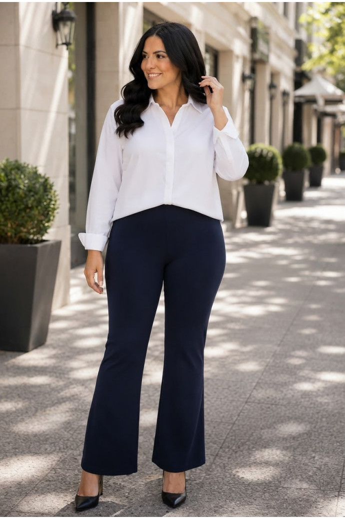 Pantalón Campana Crep Elástico Marino Velika - Imagen 1